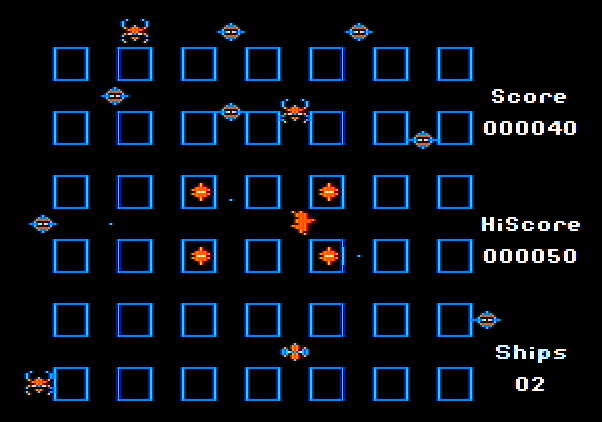 Crossfire Apple II Screenshot: Game start.
