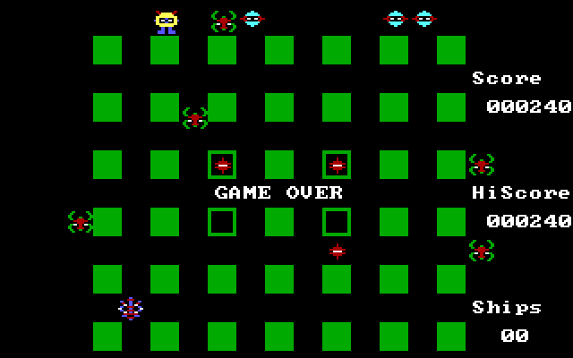 Crossfire IBM PC/Compatibles Screenshot: Game over.