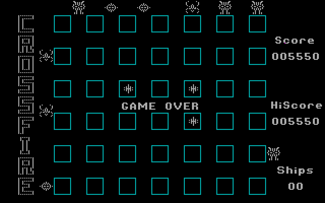 Crossfire IBM PC/Compatibles Screenshot: Game over.