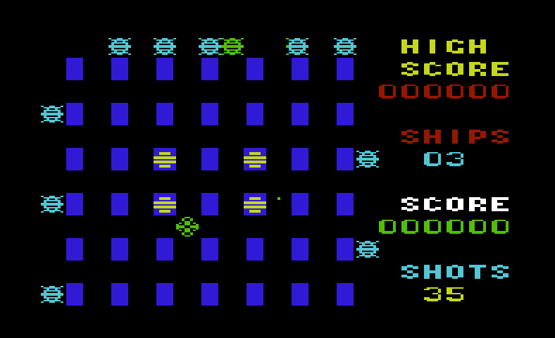 Crossfire Commodore VIC-20 Screenshot: Game start.