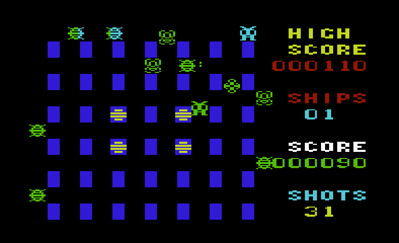 Crossfire Commodore VIC-20 Screenshot: Don't get caught in the crossfire!
