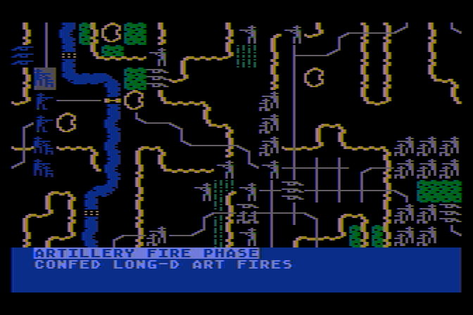 Battle of Antietam Atari 8-bit Screenshot: A unit fires!
