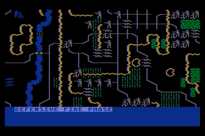 Battle of Antietam Atari 8-bit Screenshot: Defensive fire phase.
