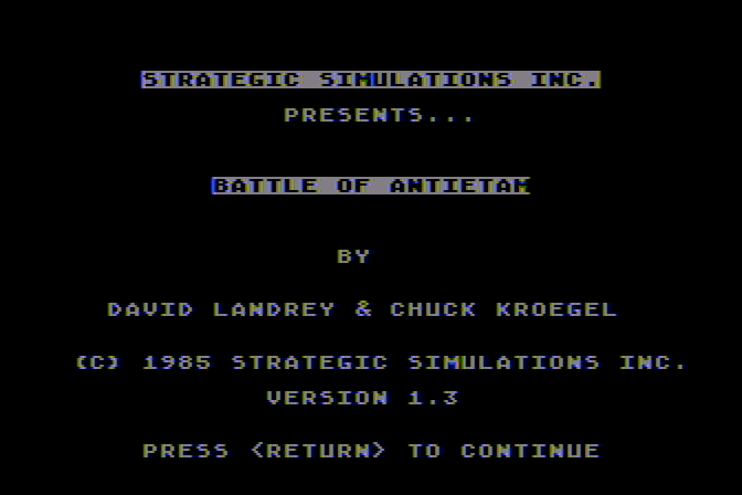 Battle of Antietam Atari 8-bit Screenshot: Title screen.
