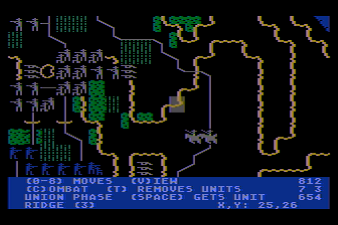 Battle of Antietam Atari 8-bit Screenshot: Game start.