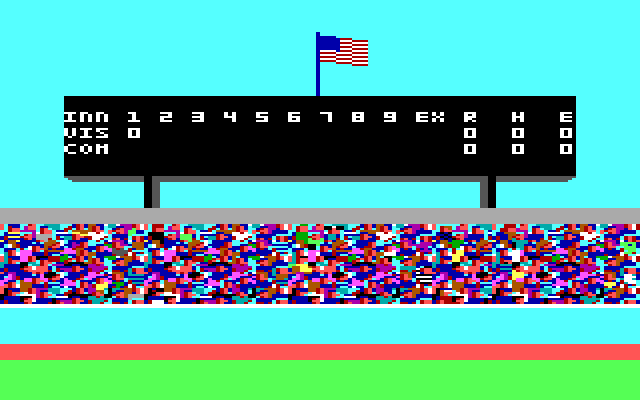 Championship Baseball IBM PC/Compatibles Screenshot: Computer players are up to bat now.