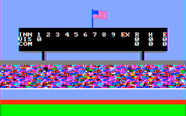 Championship Baseball IBM PC/Compatibles Screenshot: Computer players are up at bat now...