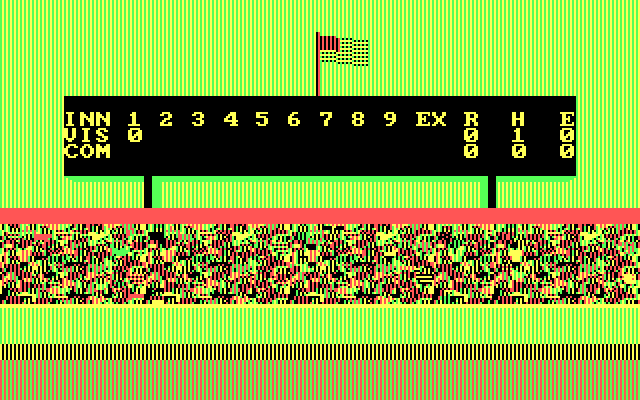 Championship Baseball IBM PC/Compatibles Screenshot: The computer players are at bat now.