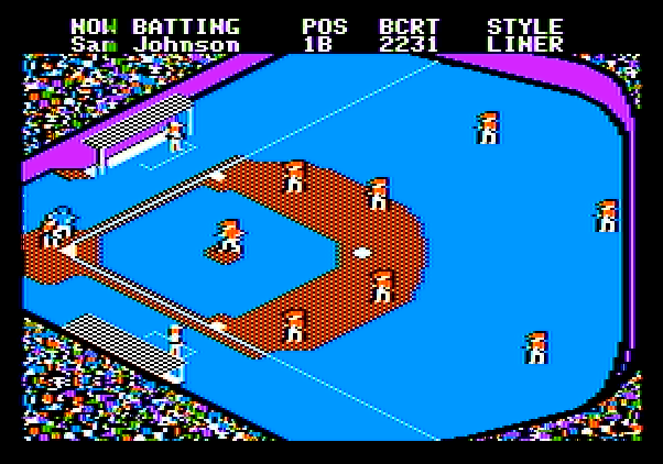 Championship Baseball Apple II Screenshot: Game start.