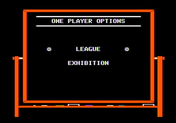 Championship Baseball Apple II Screenshot: League or exhibition mode?