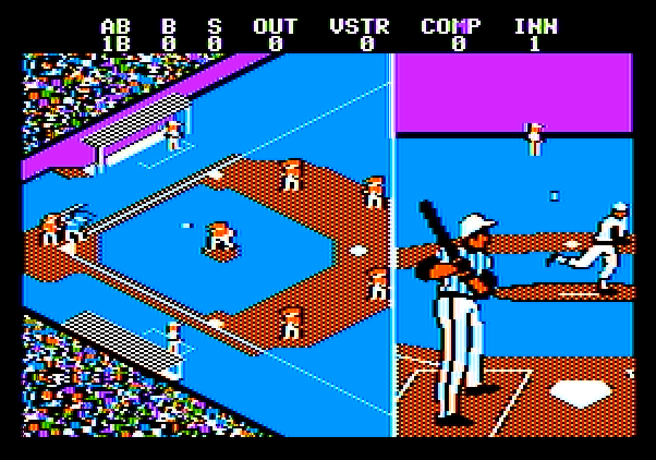 Championship Baseball Apple II Screenshot: Here's the pitch...