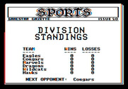 Championship Baseball for Apple II - Division standings.