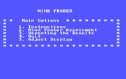 Mind Prober for IBM PC/Compatibles - The main menu.