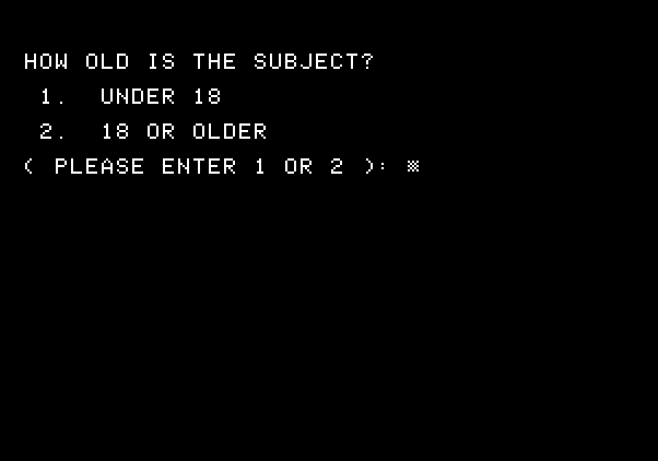 Mind Prober Apple II Screenshot: Time to assess a new subject...