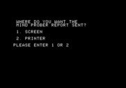 Mind Prober for Apple II - Print the report, or view on screen?