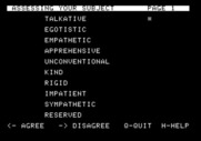 Mind Prober for Apple II - Here are a few qualities to assess your subject...