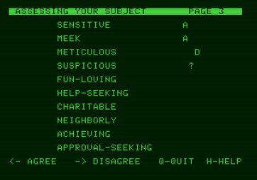 Mind Prober for Apple II - Answer if you agree or disagree with an assessment...