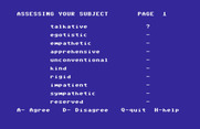 Mind Prober for Commodore 64 - Here are a few of the qualities you can assess...