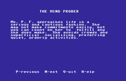 Mind Prober for Commodore 64 - Page 1 of the report...