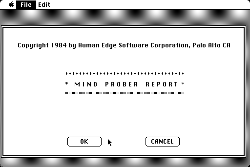 Mind Prober Macintosh Screenshot: Time to view the report.