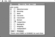 Mind Prober for Macintosh - Click on the check boxes to indicate if you agree or disagree with a statement.