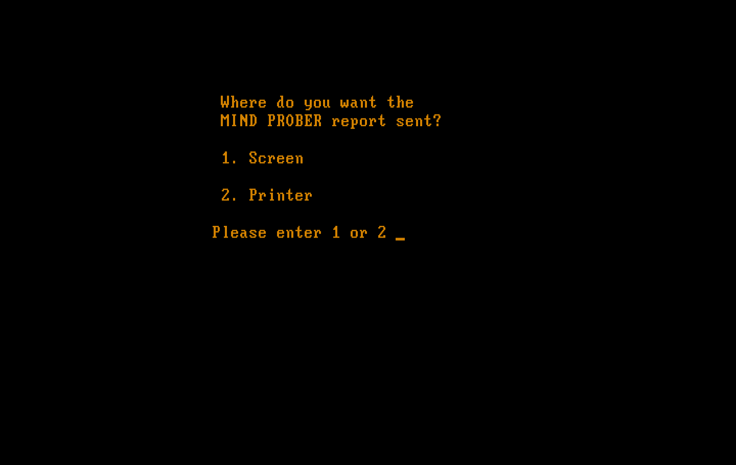 Mind Prober IBM PC/Compatibles Screenshot: Time to view the results!