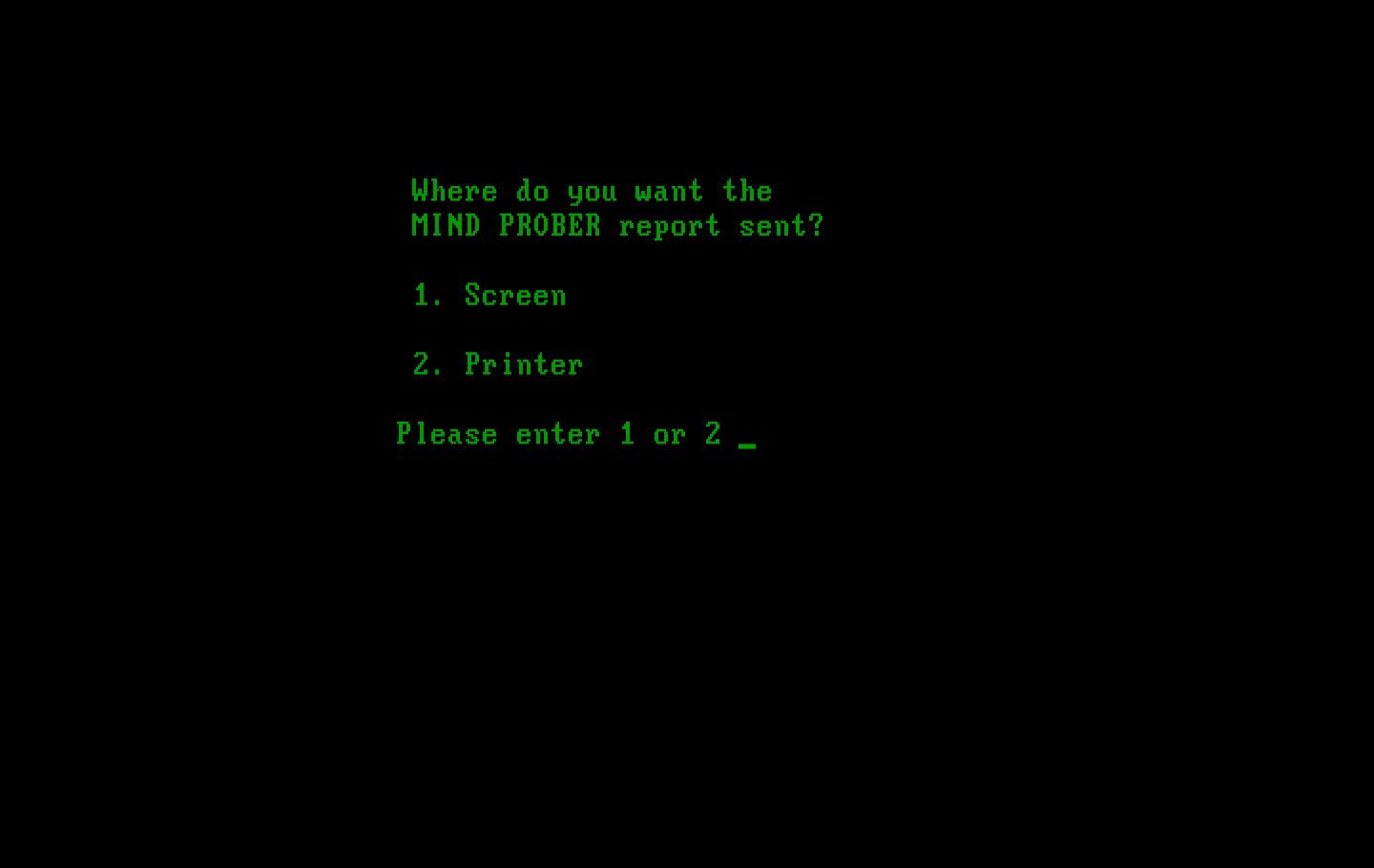 Mind Prober IBM PC/Compatibles Screenshot: Time to view the results!