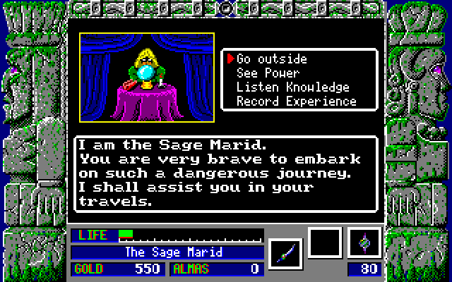 Zeliard IBM PC/Compatibles Screenshot: Can you level up? Or is more experience required?