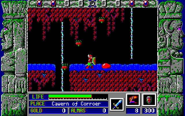 Zeliard IBM PC/Compatibles Screenshot: Each cavern presents unique enemies.