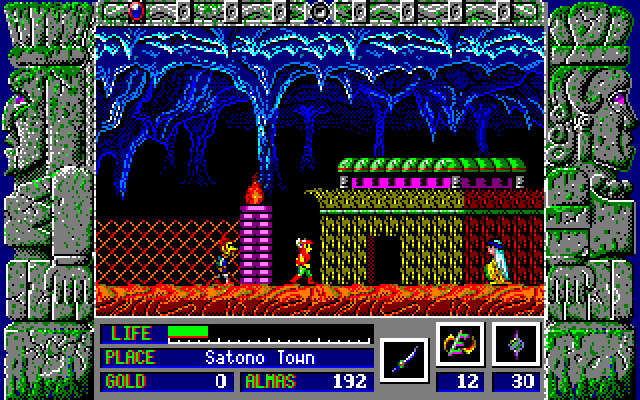 Zeliard IBM PC/Compatibles Screenshot: Visiting one of the underground towns.