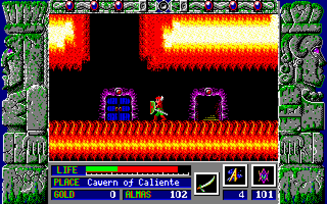 Zeliard IBM PC/Compatibles Screenshot: This cavern is hot!