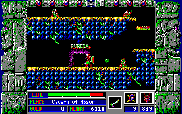 Zeliard IBM PC/Compatibles Screenshot: Guarding from an attack.