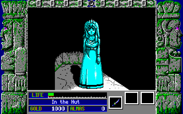 Zeliard IBM PC/Compatibles Screenshot: The princess has been turned to stone.