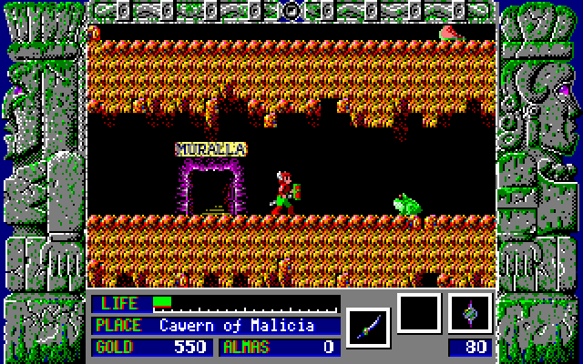 Zeliard IBM PC/Compatibles Screenshot: Entering the first cave.