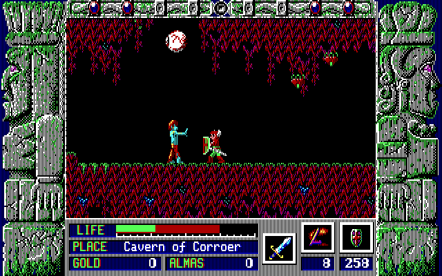 Zeliard IBM PC/Compatibles Screenshot: Each cavern features different types of enemies.