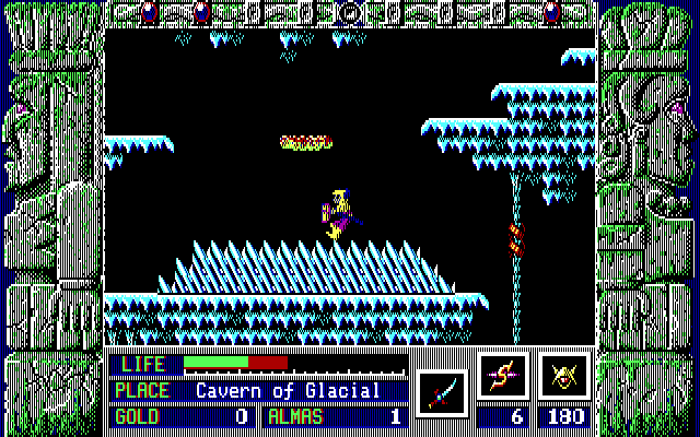 Zeliard IBM PC/Compatibles Screenshot: These spikes drain your energy rapidly.