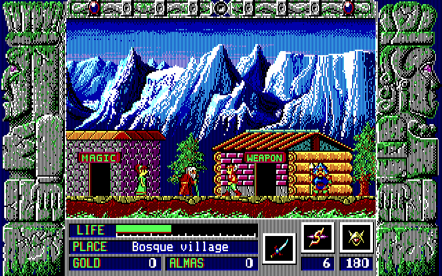 Zeliard IBM PC/Compatibles Screenshot: A weapons shop is one of several shops you can visit.