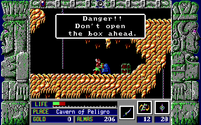 Zeliard IBM PC/Compatibles Screenshot: Do you really want to open this box?