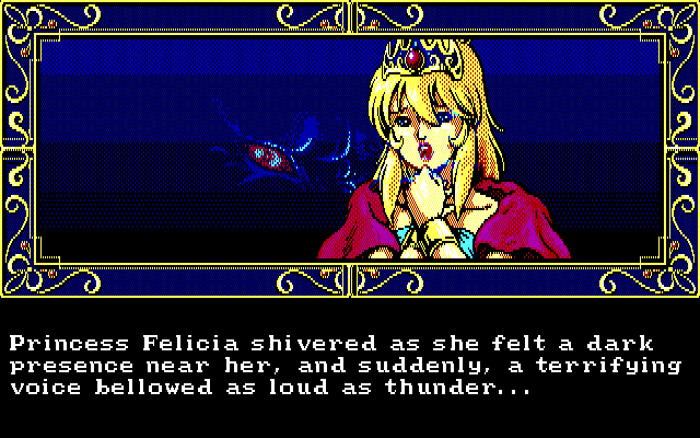 Zeliard IBM PC/Compatibles Screenshot: A terrifying voice...