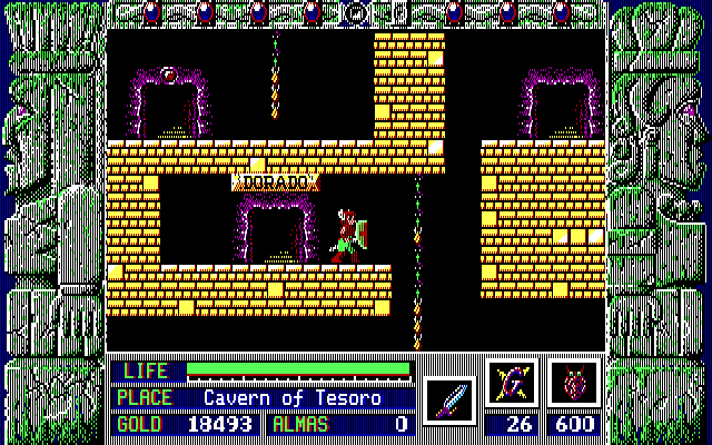 Zeliard IBM PC/Compatibles Screenshot: In a golden cavern.