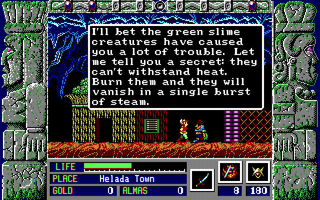 Zeliard IBM PC/Compatibles Screenshot: Sometimes locals can give you clues...