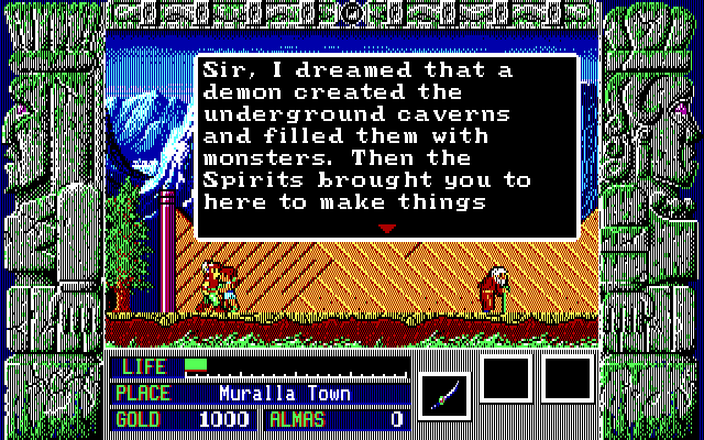 Zeliard IBM PC/Compatibles Screenshot: You can talk to characters to learn more about what's going on.