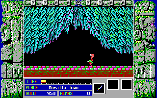 Zeliard IBM PC/Compatibles Screenshot: Entering the caverns.