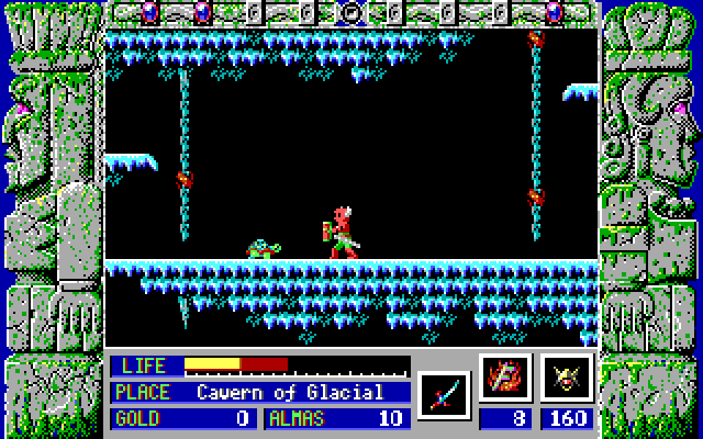Zeliard IBM PC/Compatibles Screenshot: Each cavern has different types of enemies.
