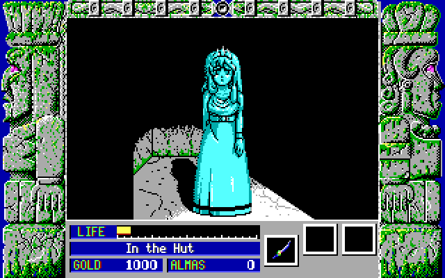 Zeliard IBM PC/Compatibles Screenshot: The princess in stone form...