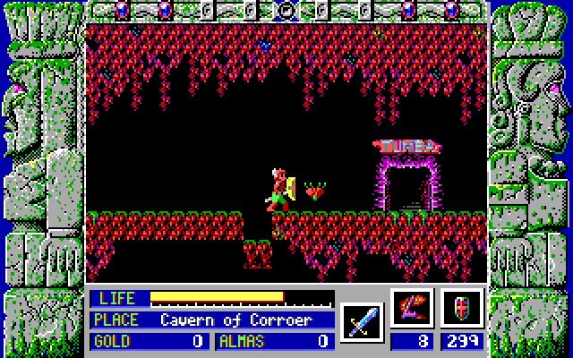 Zeliard IBM PC/Compatibles Screenshot: Sometimes the floor falls when you walk on it.