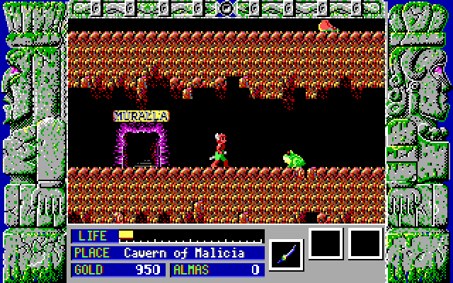 Zeliard IBM PC/Compatibles Screenshot: Start of the first cavern.