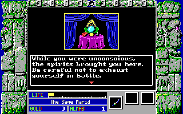 Zeliard IBM PC/Compatibles Screenshot: You are brought back here when you lose all of your energy.