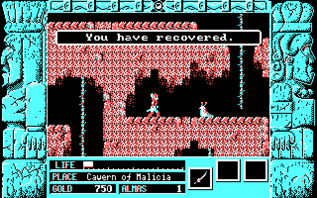 Zeliard IBM PC/Compatibles Screenshot: I have recovered my energy.