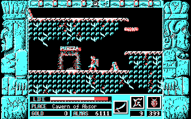 Zeliard IBM PC/Compatibles Screenshot: Outside the entrance to a town.